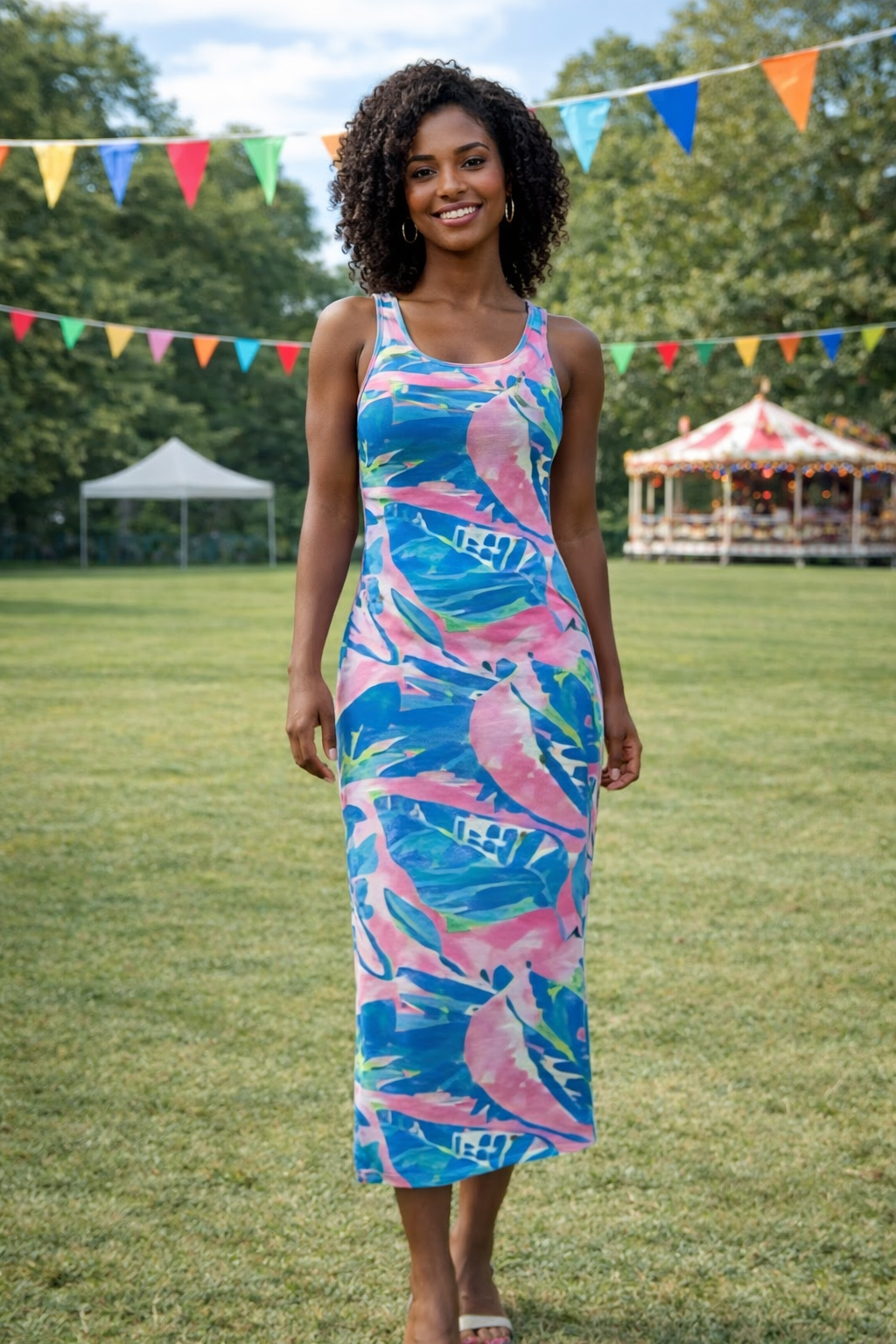 Banana Boat UPF 50+ Sleeveless Printed Maxi Dress - Image 3