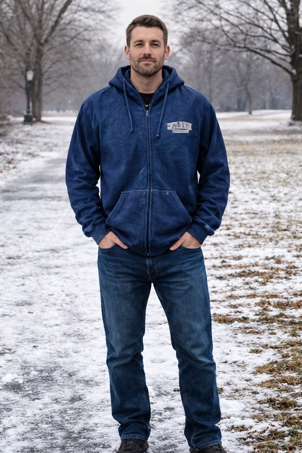 Basix of America Acid Wash Full Zipper Jacard Hoodie With Front Pocket - Image 6
