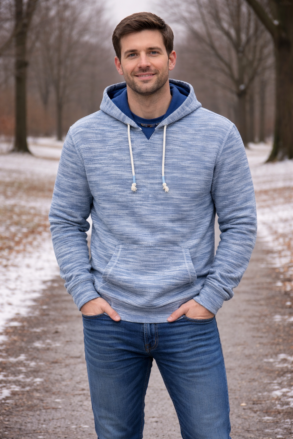 Basix of America Men Terry Hooded Printed Sweatshirt