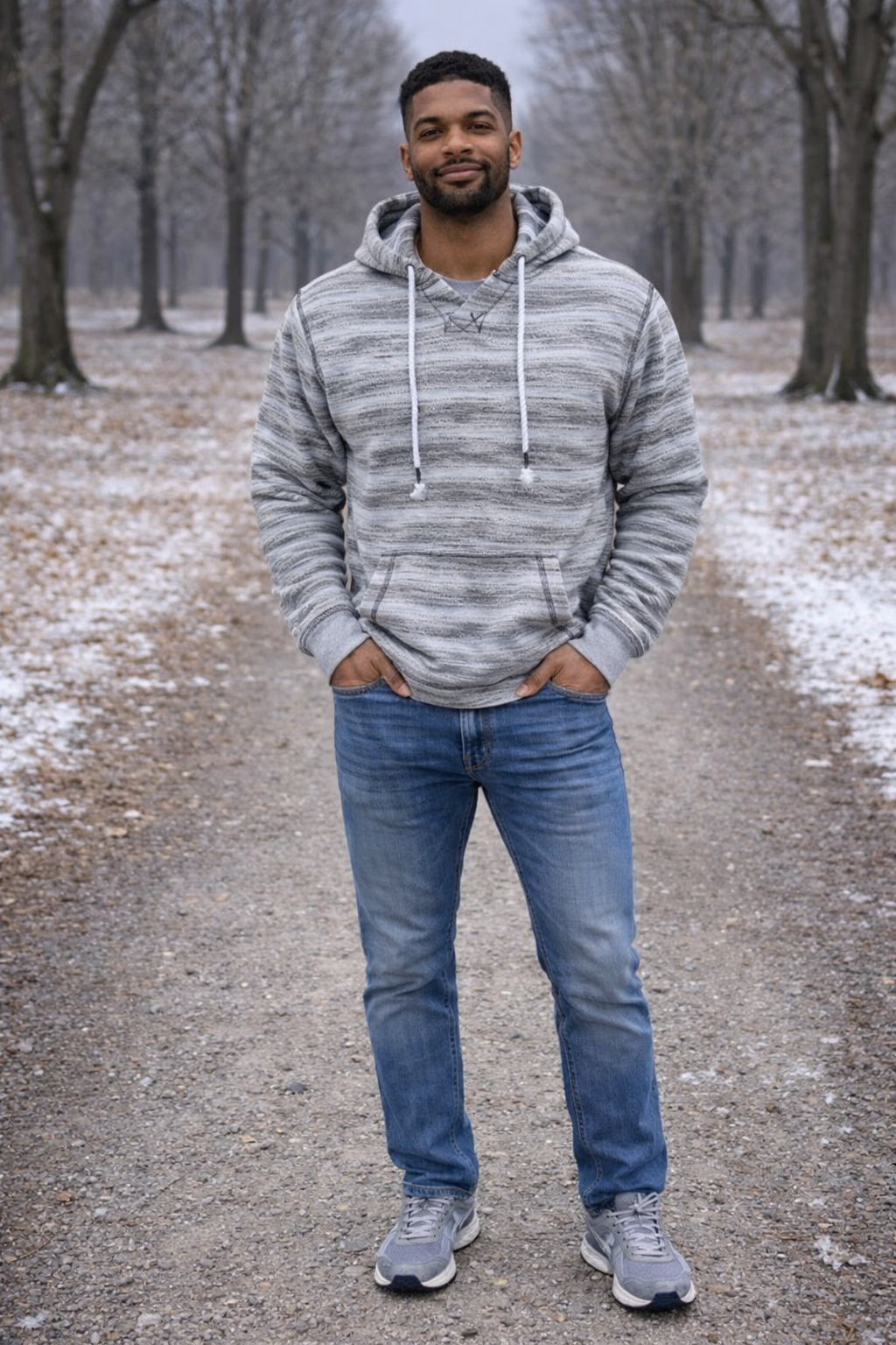 Basix of America Men Reverse Terry Hooded Printed Sweatshirt